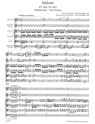 Symphonie G-Dur KV Anh. 221 45a - Partitur - MOZART - Partition