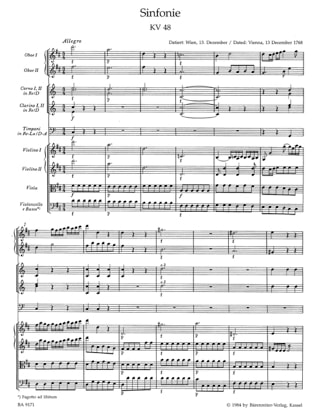 Symphonie D-Dur KV 48 Nr. 8 - Partitur - MOZART - Partition