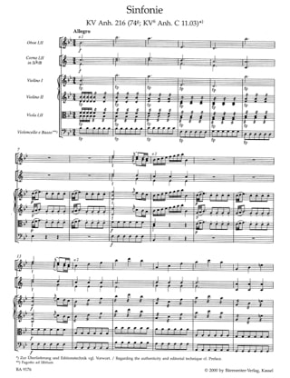 Symphonie B-Dur KV Anh. 216 74g - Partitur - MOZART - Partition