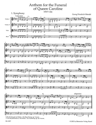 Anthem of the funeral of Queen Caroline - HAENDEL - Partition