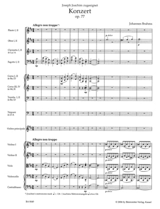 Concerto pour Violon en Ré majeur op. 77 - Score - BRAHMS - Partition