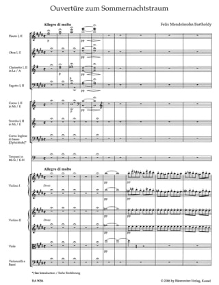 Songe d'une nuit d'été - Ouverture - Score - MENDELSSOHN - Partition