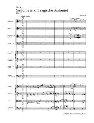Symphonie N°4 Tragische - SCHUBERT - Partition - Petit format