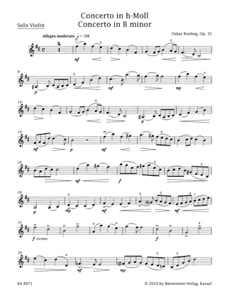 Concerto pour violon en si mineur Op. 35 - Oskar Rieding - Partition