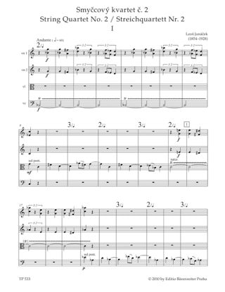 Quatuor à Cordes N° 2 Lettres Intimes - JANACEK - Partition