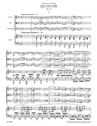 Quatuor Op. 15 en Ut Mineur - FAURÉ - Partition - Quatuors