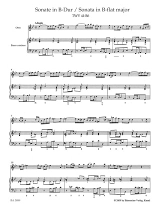 2 Sonates pour Hautbois et Basse Continue - TELEMANN - Partition