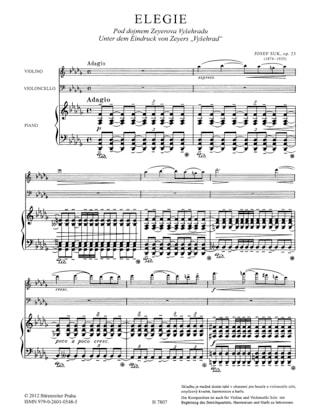 Elégie Opus 23 - Trio violon, violoncelle et piano - Josef Suk