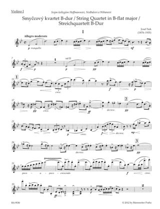 Quatuor A Cordes N°1 en Sib Majeur Opus 11 - Josef Suk - Partition