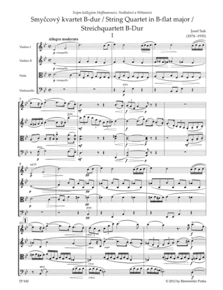 Quatuor A Cordes N°1 en Sib Majeur Opus 11 - Josef Suk - Partition
