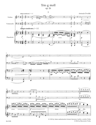 Trio pour Piano, Violon et Violoncelle en Sol Mineur, Op. 26 - DVORAK