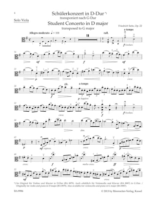 Concerto en ré majeur, op. 22 - Friedrich Seitz - Partition - Alto