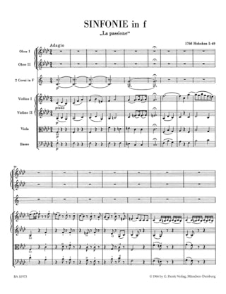 Symphonie en fa mineur Hob. I:49 - La passione - HAYDN - Partition