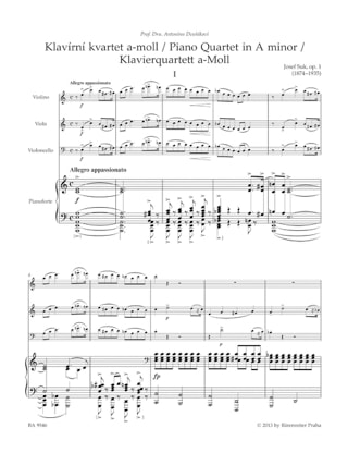 Quatuor avec piano en la mineur, op. 1 - Josef Suk - Partition