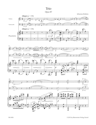 Trio pour violon, violoncelle et piano op. 87 - BRAHMS - Partition