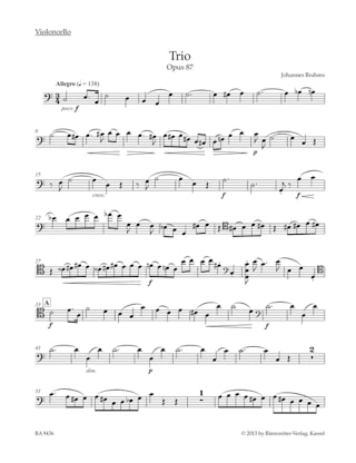 Trio pour violon, violoncelle et piano op. 87 - BRAHMS - Partition