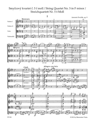Quatuor à Cordes N° 5 en fa mineur - DVORAK - Partition