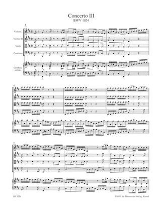 Concerto N° 3 BWV 1054 - Score - BACH - Partition - Grand format