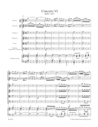 Concerto n° 6, BWV 1057 - BACH - Partition - Grand format