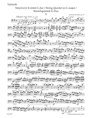 Quintette à Cordes en Sol Majeur, op. 77 - DVORAK - Partition