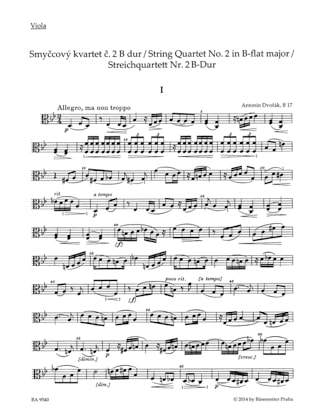 Quatuor à Cordes n° 2 en Sib Majeur - Parties - DVORAK - Partition