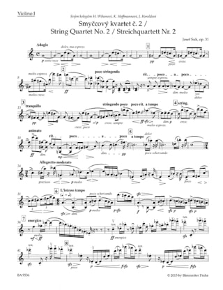 Quatuor à cordes n° 2 - Parties séparées - Josef Suk - Partition
