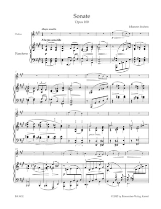 Sonate en La Majeur, op. 100 - Violon et piano - BRAHMS - Partition