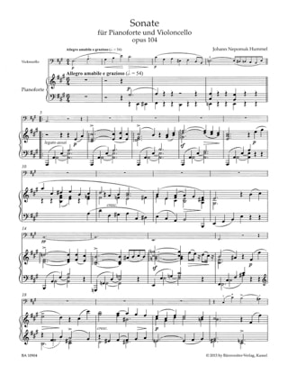 Sonate, op. 104 - Violoncelle et piano - HUMMEL - Partition