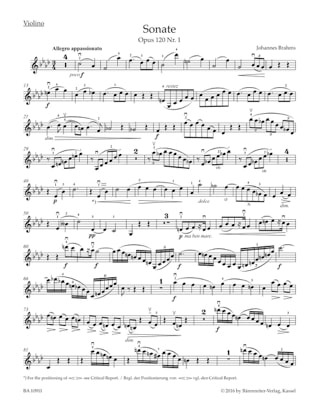 Sonates op. 120 - Violon et piano - BRAHMS - Partition - Violon