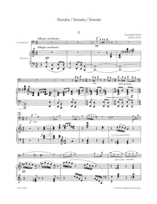 Sonate - Contrebasse et piano - Frantisek Hertl - Partition