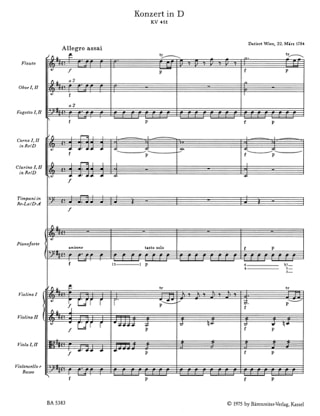 Concerto KV 451 - Conducteur - MOZART - Partition - Grand format