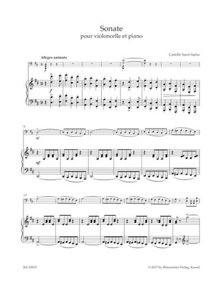 Sonate N°3 pour Violoncelle - Première Edition - SAINT-SAËNS