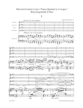 Quintette pour Piano et Cordes, op. 5 - DVORAK - Partition