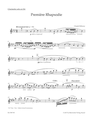1ère Rhapsodie - DEBUSSY - Partition - Clarinette