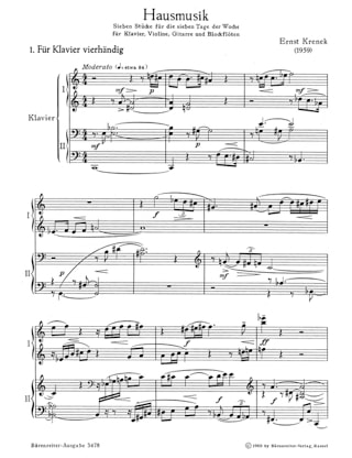 Hausmusik op. 172 - Ernst Krenek - Partition - Quatuors