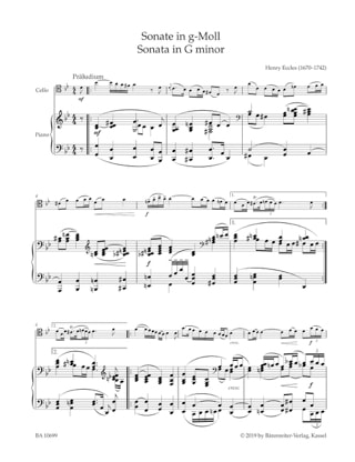 Sonate en sol mineur - Henry Eccles - Partition - Violoncelle