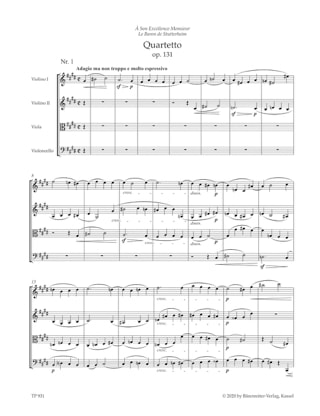 Quatuor à Cordes, opus 131 - BEETHOVEN - Partition - Petit format