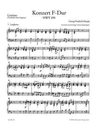 Concerto for Organ and Orchestra HWV 295 - HAENDEL - Partition
