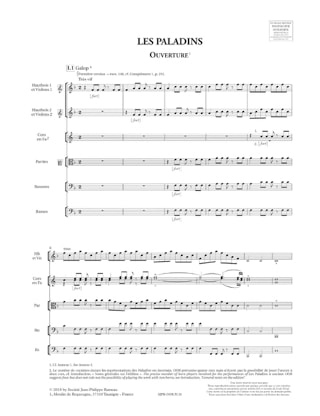 Les Paladins - RAMEAU - Partition - Grand format