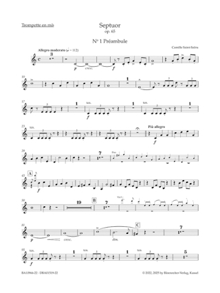 Septuor opus 65 - Parties séparées - SAINT-SAËNS - Partition