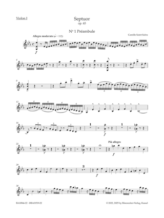 Septuor opus 65 - Parties séparées - SAINT-SAËNS - Partition