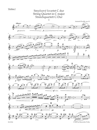 Quatuor à cordes n° 11 - Parties séparées - Antonin Dvorak - Partition