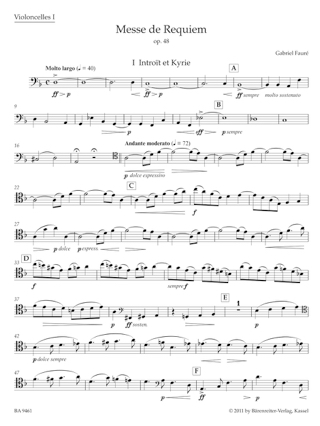 Messe de Requiem op. 48 - Cello 1 - FAURÉ - Partition