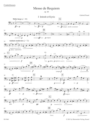 Messe de Requiem op. 48 - Contrebasse - FAURÉ - Partition
