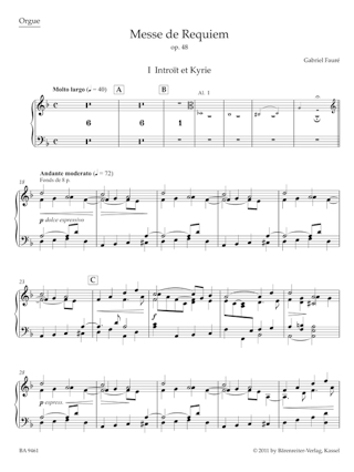 Messe de Requiem op. 48 - Orgue - FAURÉ - Partition