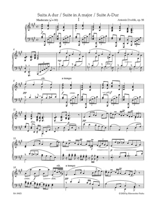 Suite en La Majeur opus 98 - Anton Dvorak - Partition - Piano