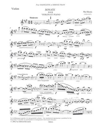 Sonate - Violon et Piano - Mel Bonis - Partition - Violon
