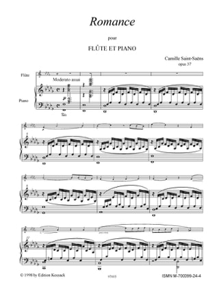 Romance Op. 37 - SAINT-SAËNS - Partition - Flûte traversière