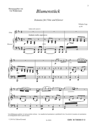 Blumenstück - Flöte Klavier - Wilhelm Popp - Partition