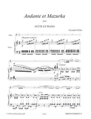 Andante et Mazurka - Alexandre Dufau - Partition - Flûte traversière